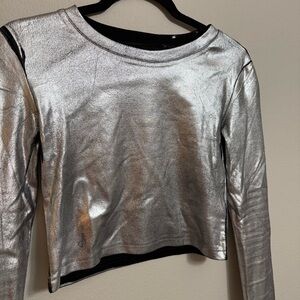 AKIRA Silver Foil Long Sleeve Top